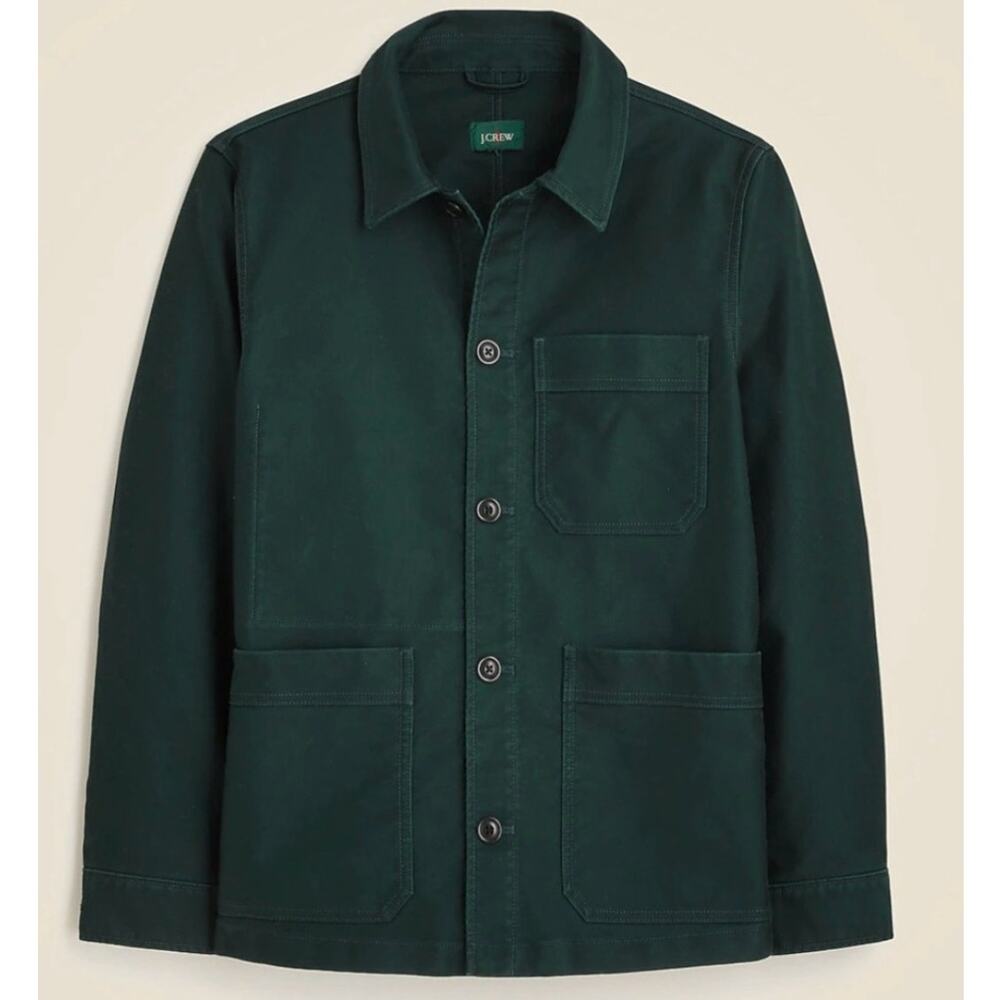 J. Crew Cotton moleskin chore jacket utility jacket green mens size Medium